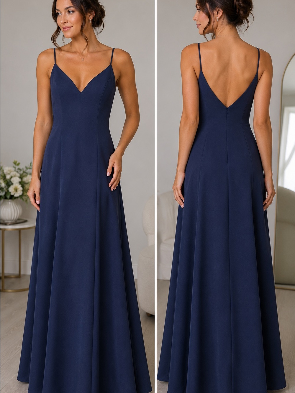 Niki by Niki Livas Navy Formal Gown | Size 4 | Elegant A-Line Evening Dress